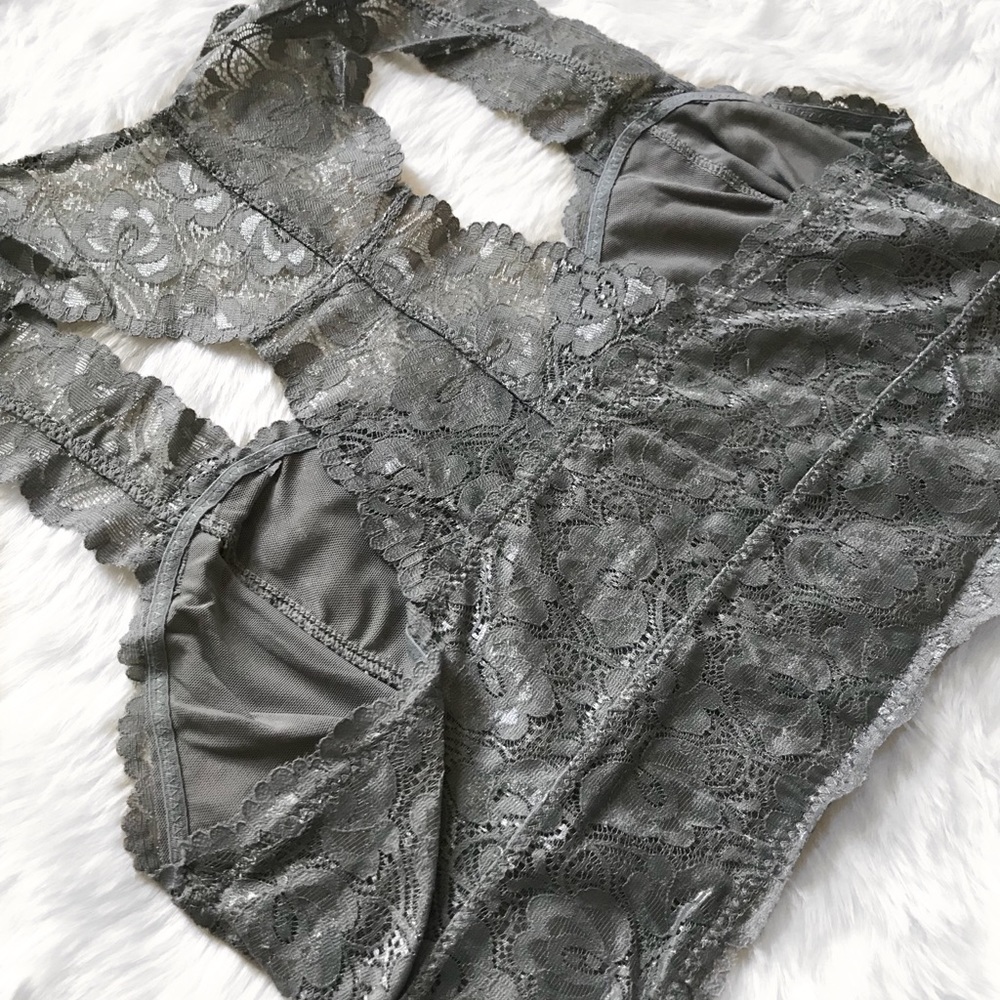 Stevie Racerback Lace Bralette - Gray - Picture 4 of 6